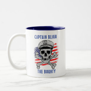 Anpassen, Kapitän, Totenkopf & Knochen, US-Flagge, Zweifarbige Tasse