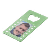 Anpassen mit 2 Fotos grün und weiß Geldbeutel Flaschenöffner (Rückseite Schrägansicht)