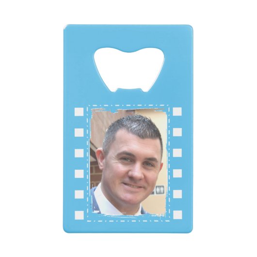 Anpassen mit 2 Fotos hellblau und weiß Geldbeutel Flaschenöffner (Vorderseite)