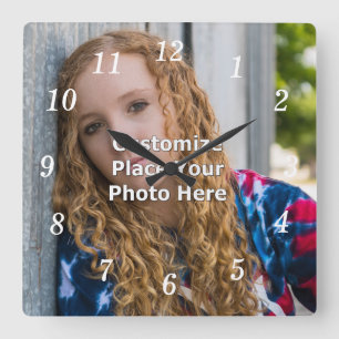 Anpassen mit der Foto-Wall-Uhr Quadratische Wanduhr