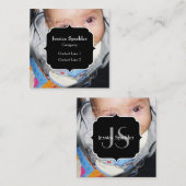 Anpassen mit Ihrem Foto und Monogramm Quadratische Visitenkarte (Vorne/Hinten)