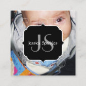 Anpassen mit Ihrem Foto und Monogramm Quadratische Visitenkarte (Rückseite)