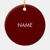 Anpassen mit Namen, Text minimalistischer Maroon w Keramik Ornament (Hinten)