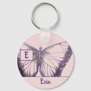 Anpassen nach Name Butterfly Button-Schlüsselanhän Schlüsselanhänger