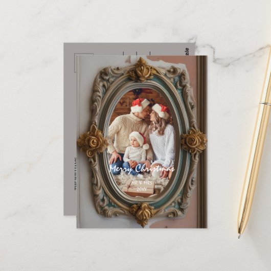 Anpassen Sie den uralten Rahmen mit Ihrem Foto Postkarte (Vorderseite/Rückseite Beispiel)