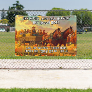 Anpassen Sie Farm Herbst Ernte Pferdewagen Fahrt Banner