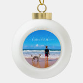 Anpassen Sie Ihr Foto Weihnachtsschmuck mit Text Keramik Kugel-Ornament (Vorderseite)