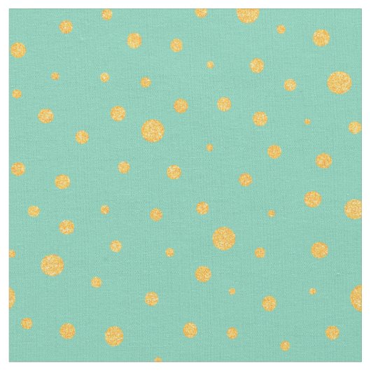 Anpassen Sie Ihre eigenen Goldpolka-Punkte in Grün Stoff (Nahaufnahme)