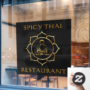 Anpassen Thailändisches Restaurant Goldener Buddha Fensteraufkleber