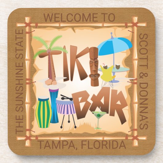 Anpassen - Tiki Bar Design Getränkeuntersetzer (Vorderseite)