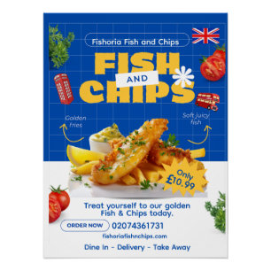 Anpassen UK-Ausgabe Leckerer Fish N Chips Restaura Poster