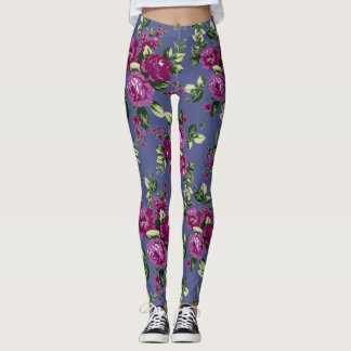 Anpassen und Farbe wählen - Lila Floral Yoga Leggings