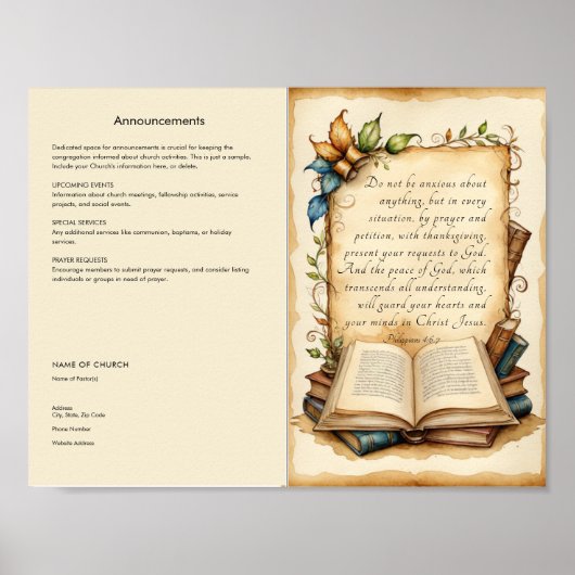 Anpassen und Herunterladen von Church Bulletin Poster (Vorne)