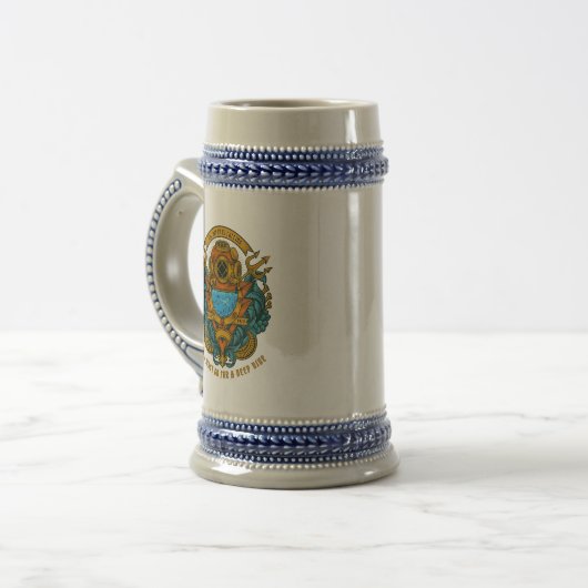 Anpassen Vintager Tiefsee-Taucher Poseidon Bierglas (Vorderseite Links)