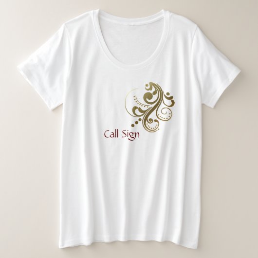 Anpassen von Call Sign Women's Gold Scroll T - Shi Große Größe T-Shirt (Design vorne)