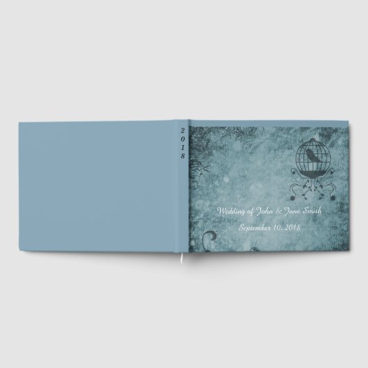 Anpassen von Deep Blue Steampunk Bird Cage Gästebuch (Voll)