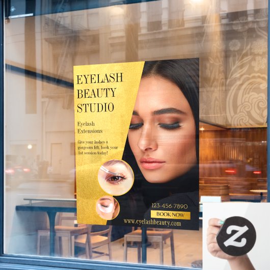 Anpassen von Eyelash Extensions Studio Business Fr Fensteraufkleber (Café-Fenster)