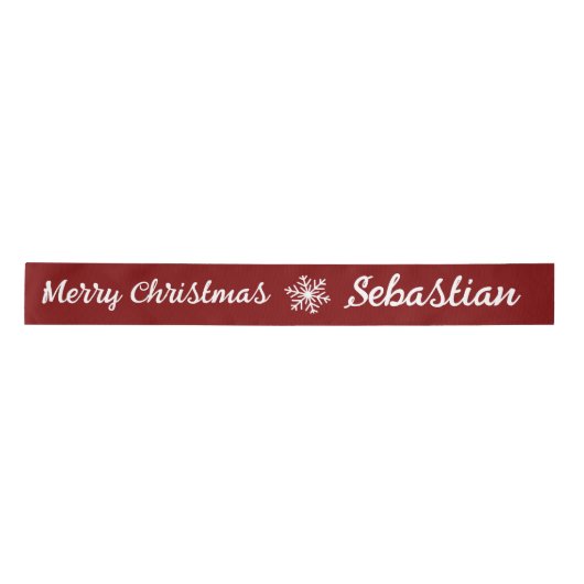 Anpassen von Feiertag und Name Red Ribbon Satinband (Vorderseite)