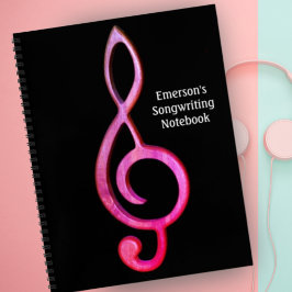 Anpassen von Hot-Pink-Musikdesign durch klammernde Notizblock