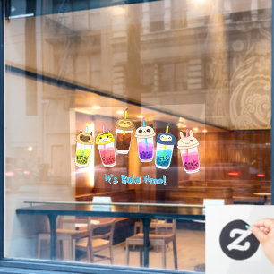 Anpassen von Kawaii Bubble Tea Cartoon Charakteren Fensteraufkleber