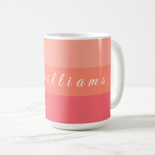 Anpassen von Monogramm-Initialen für Peach-Farbblö Kaffeetasse (VorderseiteRechts)