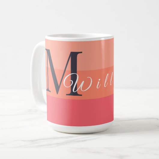 Anpassen von Monogramm-Initialen für Peach-Farbblö Kaffeetasse (Vorderseite Links)