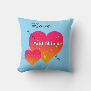 Anpassen von NamensHEARTS Blue Throw Pillow hinzuf Kissen
