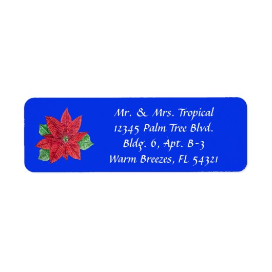 Anpassen von Poinsettia-langen Adressmarken - Blau (Vorne)