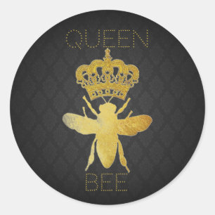 Anpassen von QUEEN BEE Damask Gold-Geschenkaufkleb Runder Aufkleber