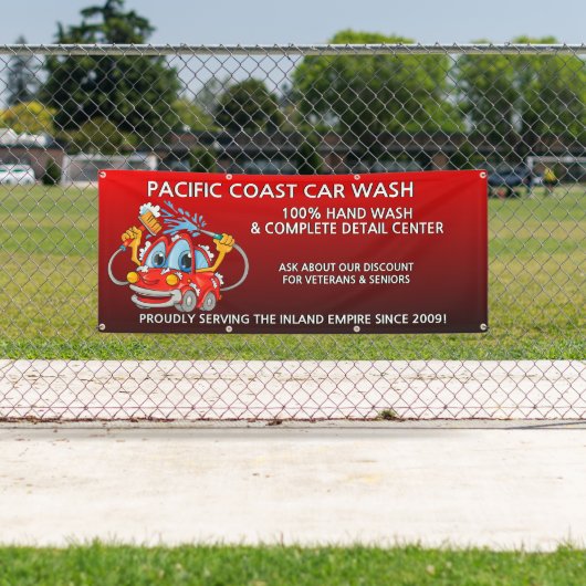 Anpassen von Red Car Wash Comical Toon Car Banner (Insitu)