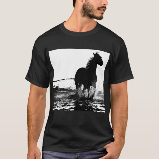 Anpassen von Running Horse Pop Art Trendy Template T-Shirt (Vorderseite)