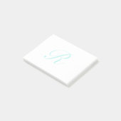 Anpassen von Script Monogram, Light Aquamarin Post-it Klebezettel (angewinkelt)