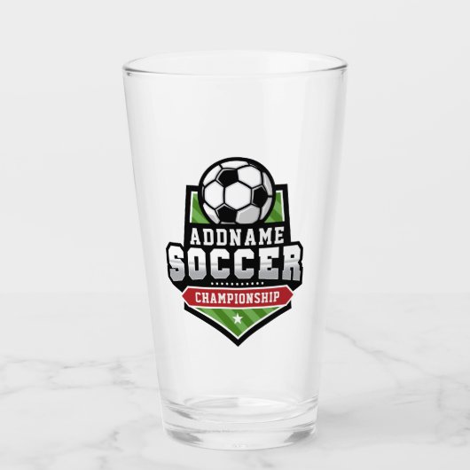 Anpassen von Soccer ADD TEXT Varsity Team Player Glas (Vorderseite)