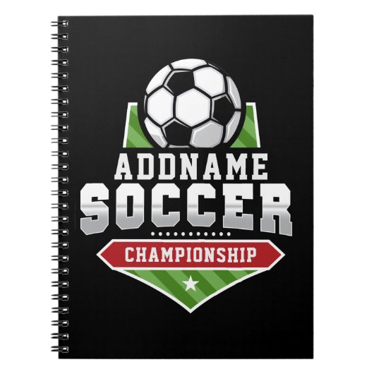 Anpassen von Soccer ADD TEXT Varsity Team Player Notizblock (Vorderseite)