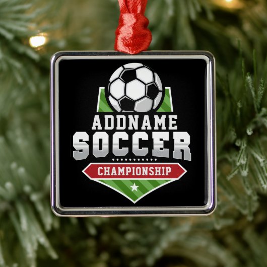 Anpassen von Soccer ADD TEXT Varsity Team Player Ornament Aus Metall (Baum)