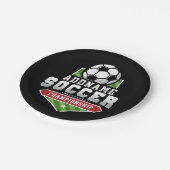 Anpassen von Soccer ADD TEXT Varsity Team Player Pappteller (Schrägansicht)