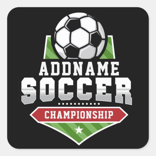 Anpassen von Soccer ADD TEXT Varsity Team Player Quadratischer Aufkleber (Vorderseite)