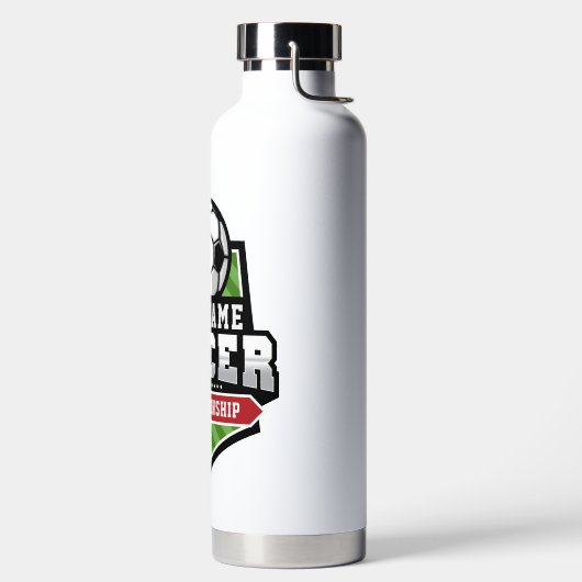 Anpassen von Soccer ADD TEXT Varsity Team Player Trinkflasche (links)