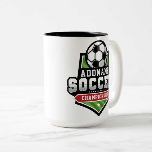 Anpassen von Soccer ADD TEXT Varsity Team Player Zweifarbige Tasse (VorderseiteRechts)