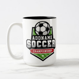 Anpassen von Soccer ADD TEXT Varsity Team Player Zweifarbige Tasse