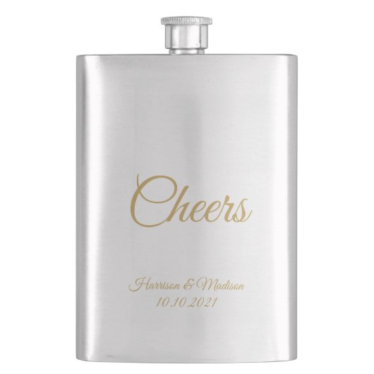 Anpassen von Text Cheers Wedding Geschenkideen Fla Flachmann (Vorderseite)