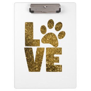 Anpassen von Text der Liebe des Goldenen Glitzer m Klemmbrett