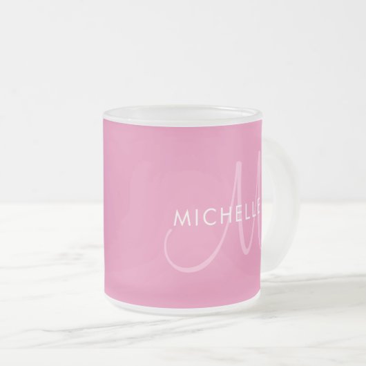 Anpassen von Vorlagennamen Anfangsmonogramm rosa Mattglastasse (VorderseiteRechts)