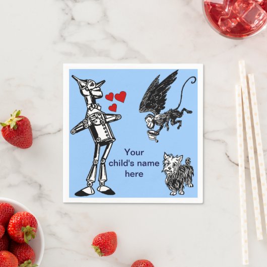 Anpassen: Zauberer von Oz, Zinn Man, Toto Monkey Serviette (Beispiel)