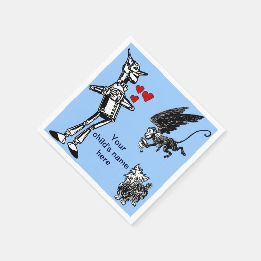 Anpassen: Zauberer von Oz, Zinn Man, Toto Monkey Serviette (Ecke)