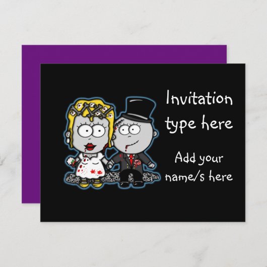 Anpassen Zombie Braut und Bräutigam Hochzeit lädt  Einladung (Vorne/Hinten)