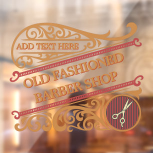 Anpassung alter modischer Barbershop Gold Burgund Fensteraufkleber