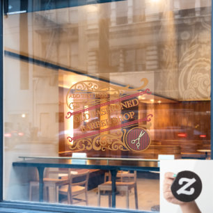 Anpassung alter modischer Barbershop Gold Burgund Fensteraufkleber
