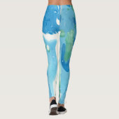 Anpassung Blau Grün Moderne Abstrakt Leggings (Rückseite)