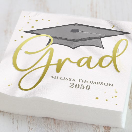 Anpassung der Gold Script Graduation Party Serviette